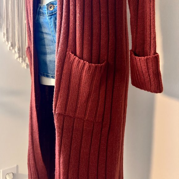 Pink Rose Red Brown Long cardigan - Picture 2 of 10